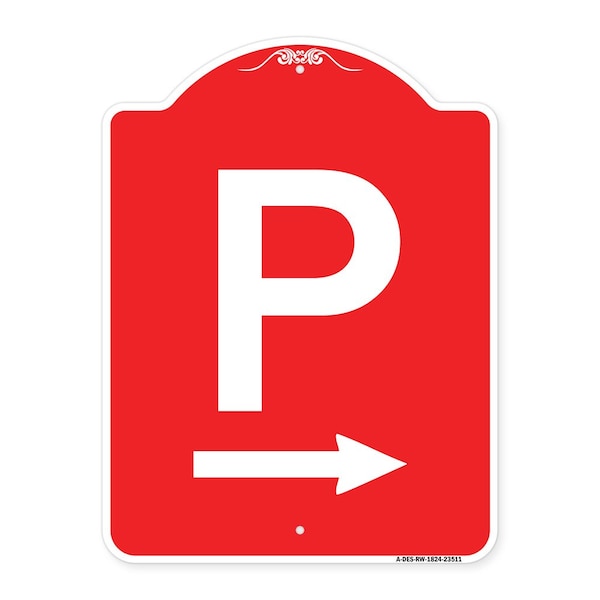 Signmission Designer Series PW/ Right Arrow, Red & White Aluminum Architectural Sign, 18" x 24", RW-1824-23511 A-DES-RW-1824-23511 - main